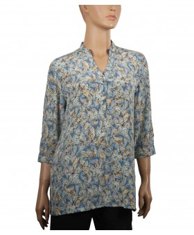 Short Silk Shirt -Grey Paisley