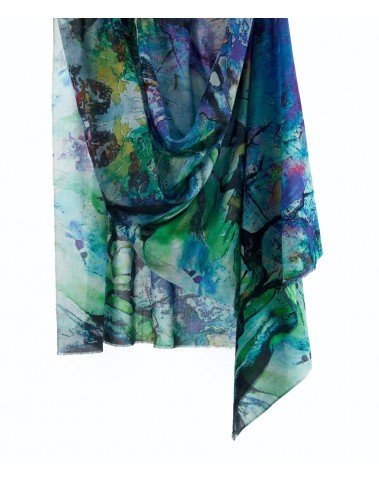 Printed Stole - Green Abstract 