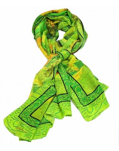 Crepe Silk Scarf - Lime Abstract 