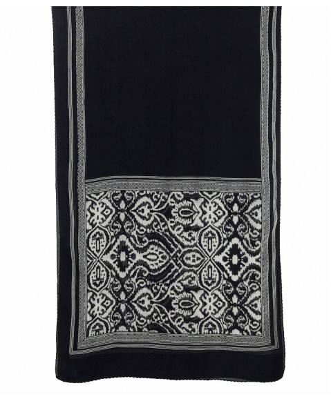 Crepe Silk Scarf -Black & White Ikat