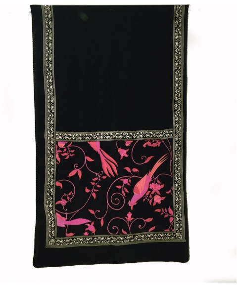 Crepe Silk Scarf - Pink Bird