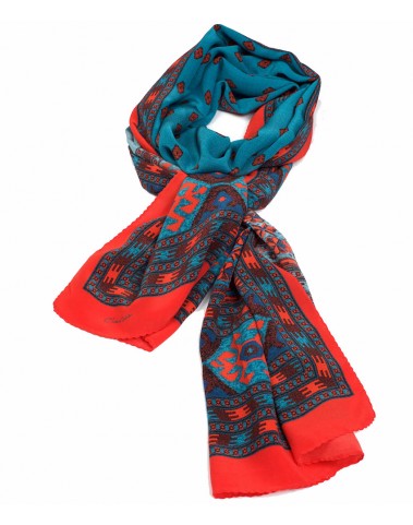 Crepe Silk Scarf-Rust Ikat