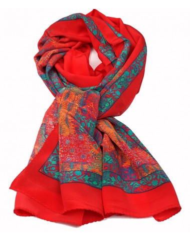 Crepe Silk Scarf-Red Indian