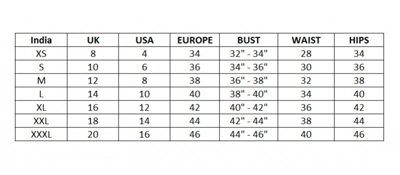 Shirt Size Chart India To Uk